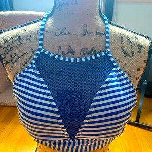 Blue Striped Swim Top